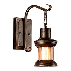 Appliques murales en verre vintage rustique Rétro Métal Noir Peinture couleur noire Applique pour chambre à coucher de bar de restaurant (sans ampoule)