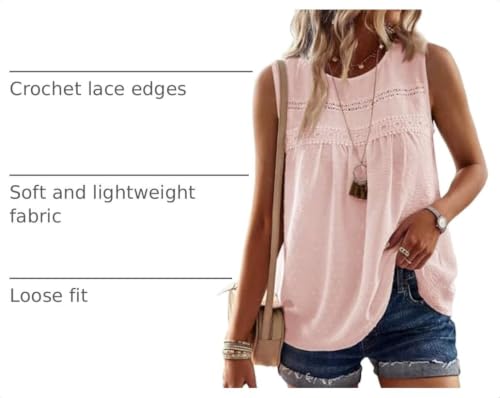 Image of Falechay Tank Tops for Women Flowy Boho Cute Swiss Dots Sleeveless Shirts