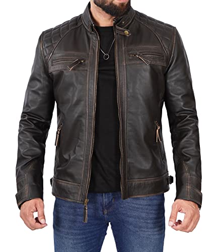 Blingsoul Genuine Brown Leather Jacket for Men| [1100116] Claude, 2XL