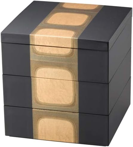 HAKUICHIAncient foil three-tiered Jubako (black) Japanese Traditional Bento 5.9×5.9×5.9inch Made in Japan