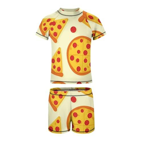 Cartoon Pepperoni PizzaChildren's Swimsuits Boys Two Piece Suit10-12Y（150cm）2