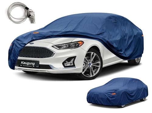 Image of Kaugung Custom Fit Sedan Car Cover for Ford Fusion (2005-2026), Heavy Duty Waterproof All Weather Outdoor Protection, Breathable Full Exterior Cover with Vent, Rain Sun Snow UV Proof