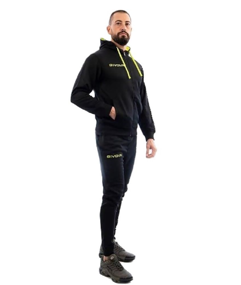 Givova Unisex King 4 Season Passen, Schwarz/Fluogelb, L