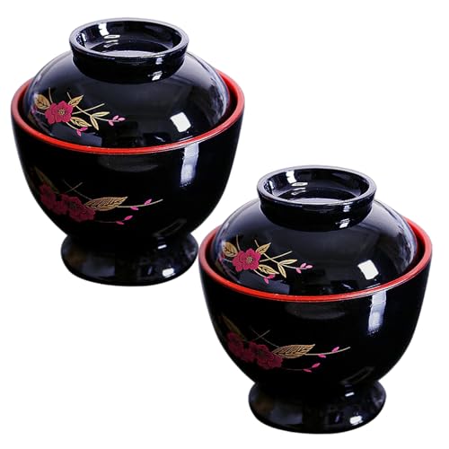 Hintyne Tazones De Sopa De Miso 2 Tazones Japoneses De Plástico Con Tapa Utensilios De Cocina Coreanos De 9, 4 X 9, 4 Cm.