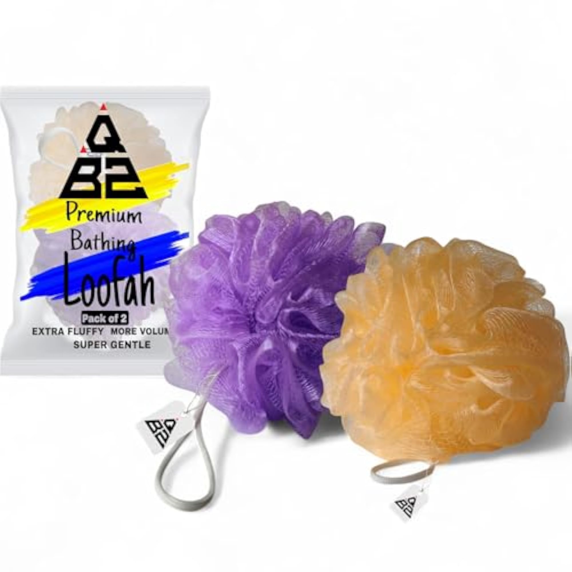 QBZ Large Bath Loofah Sponge Scrubber Exfoliator, Pack of 2