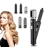  YYHH 5-in-1-Haartrockner Heißluftbürste Styler, Negativ-Ionen-Haarglätter, Volumizer Lockenwickler, Heißluft-Wrap-Kammbürste abnehmbare Haarstyler-Styling-Werkzeuge, Schwarz