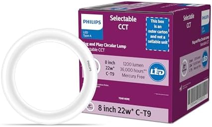 PHILIPS 8" Circline 4-CCT Selectable White Color Temperature Plug and Play T9 Type A LED, 1-Pack