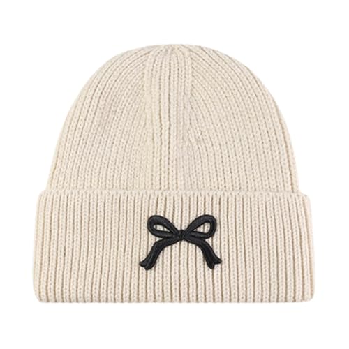 Women Bow Beanie Hat Winter Warm Knit Hats 2024...