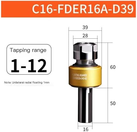 Automatic Centering ER Tool Holder - Floating Reamer Shank for Precision Machining (C16-FDER16A-D39) - Ideal for CNC, Milling, Drilling, and Metalworking