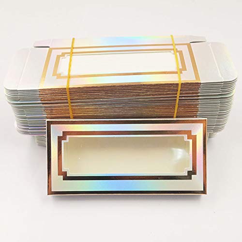 HBZGTLAD NEW 50pcs Empty Eyelashes Packaging Soft Paper Lash Box holographic Design for 25MM Strip Lashes 3D Mink Lashes (9#)