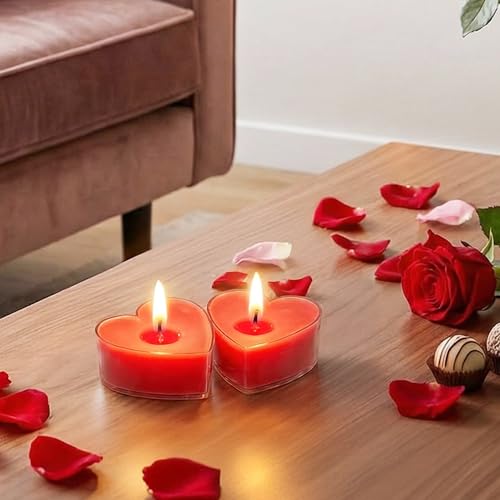 Image of IRIS Acrylic Heart Shaped Tealight Candle |Romance Fragrance | Pack of 10 | Burns Upto 2 Hours |Idially for Gifting