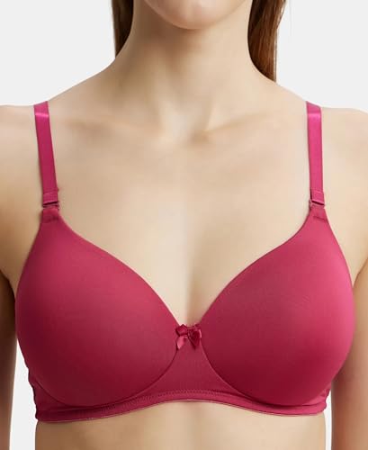 Image of Jockey 1819 Women's Wirefree Padded Microfiber Nylon Elastane Stretch Full Coverage Multiway Styling T-Shirt Bra with Magic Under Cup