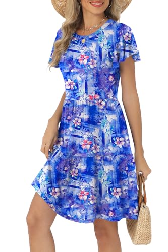 Image of HiMONE Summer Dresses for Women 2025 Vacation Sundresses Ruffle Sleeve Boat Neck with Pockets A Line Casual Dress XS-2XL