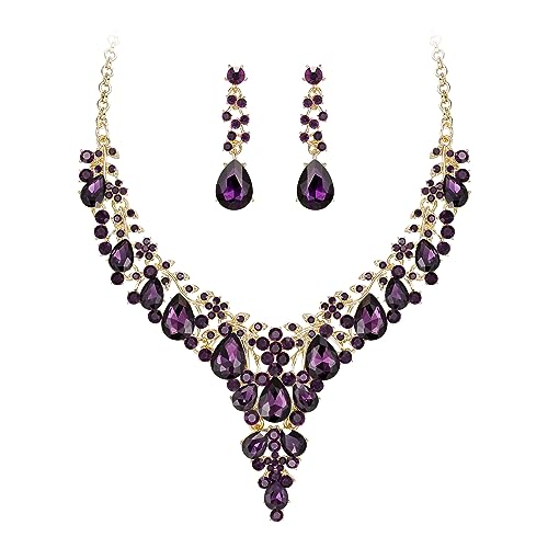 Conjunto de joyería de cristal austriaco nupcial pendientes colgantes novia