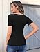 Imagen de Aottori Camiseta Basica Negro Mujer Verano Manga Corta Camisetas Elegante de Punto Blusas Cuello en V Elástico Ligero Sólido Casual Túnica Top Negro M