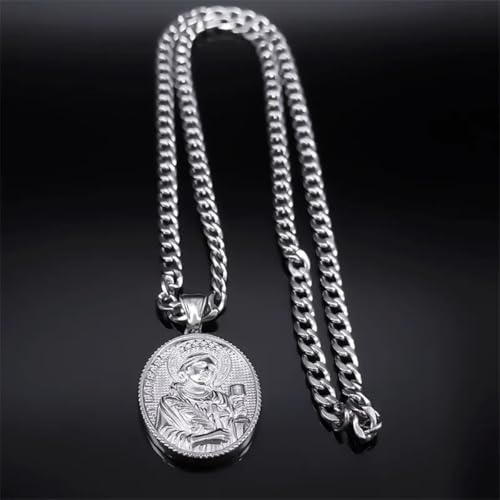 New 2025 316 Stainless Steel Saint Barbara Medallion Necklace Silver Color Pendant Men Catholic Religion Necklaces Jewelry Santa Bárbara With For You Jewelry Fashion Accessories Creative Gift3