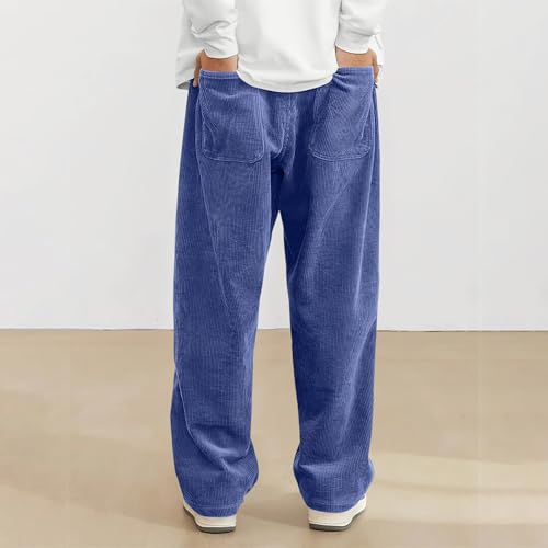 Corduroy Pants Men Loose Fit Open Bottom Wide Leg Sweatpants Big and Tall Comfy Drawstring Palazzo Pants with Pockets3