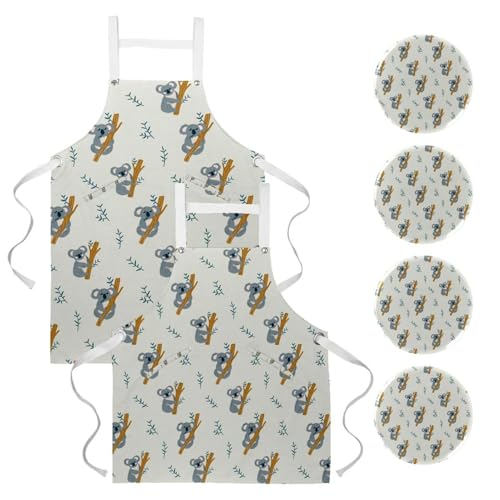 Tabliers de cuisine anti-taches motif koala pour le travail en bar