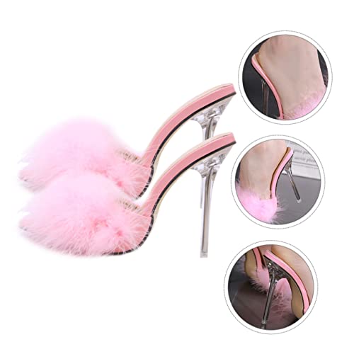 Pantoufles à talons d'été de couleur rose avec semelle extérieure stable - 7