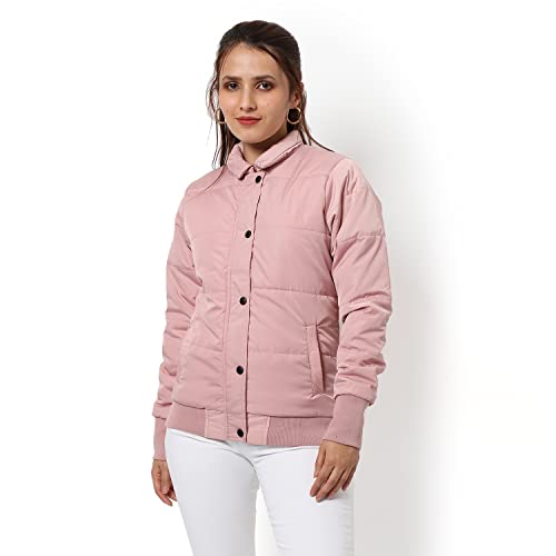 Image of PINACOLADA Women's Puffer Regular Fit Bomber Jacket For Winter Wear | Standing Collar | Full Sleeve | Zipper | Casual Jacket For Woman & Girl | Western Stylish Jacket For Women