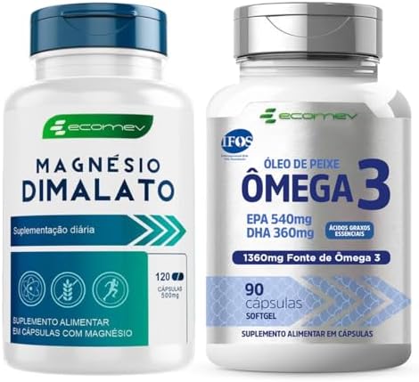 Kit Magnesio Dimalato + Omega 3 Ultra 1360Mg Epa Dha Cert. IFOS P...
