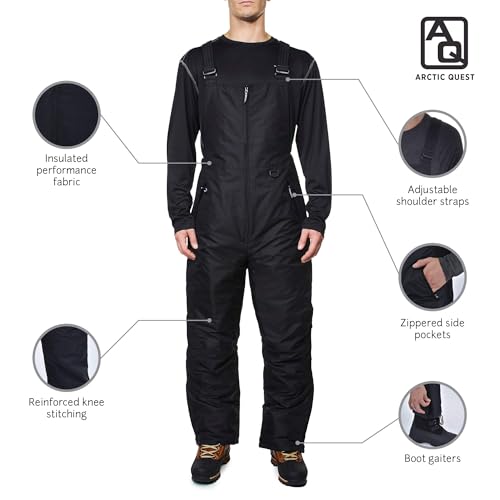 Image of Arctic Quest Men Snow and Ski Bib Overalls Snow Pants Snowboard Mens Overalls for Fishing, Hunting, Snowmobiling