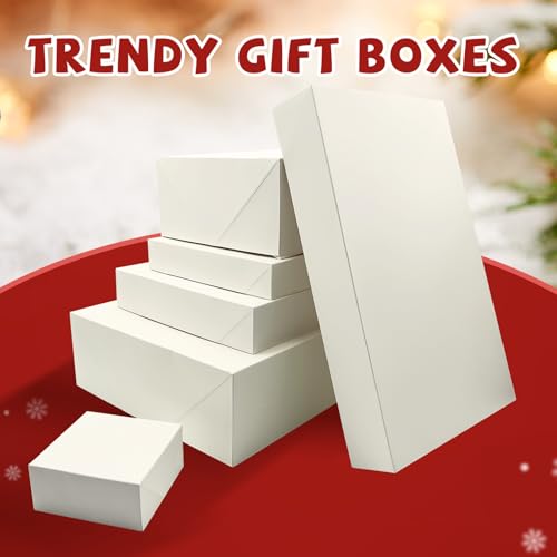 EVERECO 20PCS Christmas Gift Box Set with Lids 5 Assorted Sizes White Gift Boxes with Lids for Birthday Christmas, Holiday, Ideal for Robes, Sweaters, Shirts - Image 6