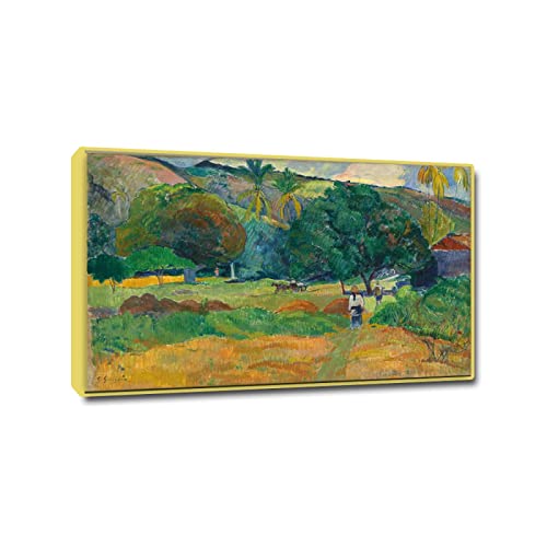 Peinture Gauguin La vallée pour grand salon élégant, toile post-impressionniste déco or