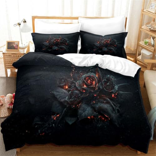 Housse de couette decoration chambre 140x200 rose noire 3D