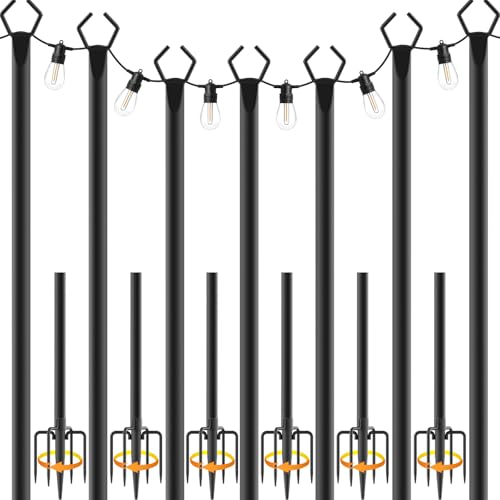 7 Pack 10 ft Heavy Duty Metal String Light Poles