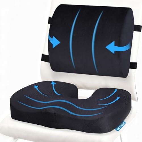 QUTOOL Seat Cushion and Lumbar Support Set for Office...
