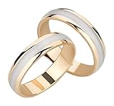 Ardeo Aurum Trauringe Damenring und Herrenring aus 375 Gold bicolor Gelbgold Weißgold hochglanzpoliert-matt Eheringe Paarpreis