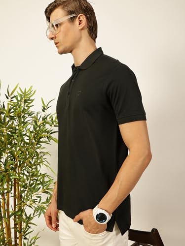 Image of Thomas Scott Men's | Solid | Half Sleeve | Regular Fit | 100% Cotton | Polo Collar | Button Closer | Casual Tshirt