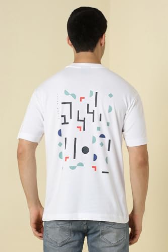 Image of Allen Solly Men's Cotton T-Shirt | Drop Shoulder | Back Print | Regular Fit | Casual Streetwear Style