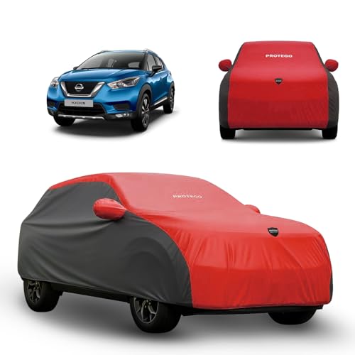 Image of PROTEGO Prime Series India's 1st Anti-Tear Car Cover for Nissan Kicks | Heavy-Duty, Custom Fit, All Weather Protection | 100% Waterproof, Windproof & Hail Resistant | 2-Year Warranty | Red + Black