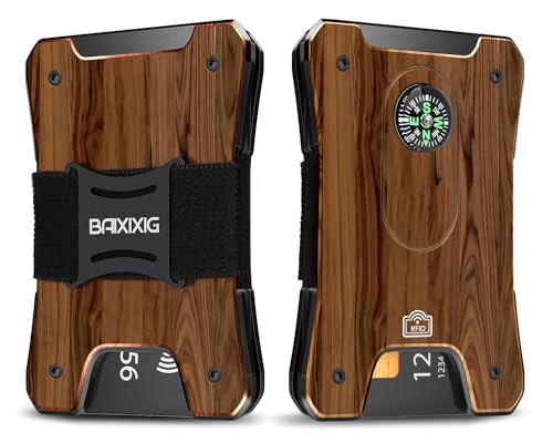 Metal Wallet for Men, Ergonomics Design Money Clip Wallet with Compass, Easily Removable Money & Cards, Minimalist Slim Wallet with RFID Blocking