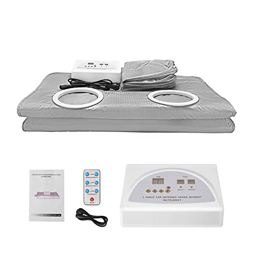 ASHBV Sauna portátil de Vapor Manta eléctrica, Manta de Sauna infrarroja con Mangas, Manta de Sauna calefactora, desintoxicación Adelgazante y pérdida de Peso for Mujeres, salón de Belleza(Silver)