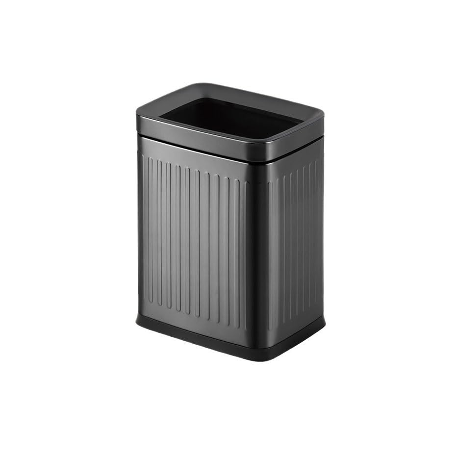 10L Garbage Bin Double-Layer Stainless Steel Trash Can Waste Basket Open Top Bin Minimalist Office Black