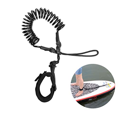 LIOOBO Tabla de Surf Leash Surf Safety Tobillo Cuerda Paddle Board Leash Foot Mano Cuerda de Seguridad enrollada Accesorio de Surf al Aire Libre (Negro)