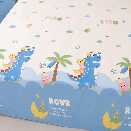 Image of Filymore Kids Double Bedsheet with 2 Pillow Covers | Crocodile Printed Bed Sheet for Double Bed | 240 TC Soft Microfiber Bedding Set | 90 x 90 Inch Bedspread | Blue & White