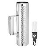 sourcing map Instrumento de percusión latina de acero inoxidable de 3 x 10 pulgadas con raspador, herramienta de entrenamiento musical, guiro de metal para banda, martillo de arena