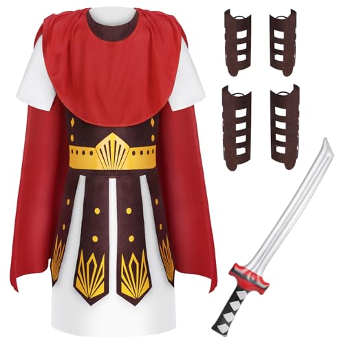 AYBUY Halloween Krieger Kostüm, Kinderkostüm Ritter, Römischer Gladiator für Jungen und Mädchen, Halloween Verkleidungsparty,...