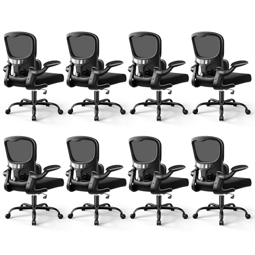 Image of ALLGOD Ergonomic Office Chair, Breathable Mesh Ergonomic Desk Chair with Adjustable Lumbar Support, Flip-up Armrests, Computer Chairs Comfortable for Home, Office, Work, 300lbs, Black (8Pack)