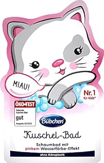 Bübchen Miau kąpiel do kąpieli, 40 ml płynny dodatek do kąpieli z różową farbą wodną dla dzieci, delikatna pianka do kąpieli, aloes, bez silikonów i mikroplastiku, 1