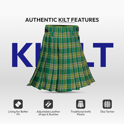 Image of 8 Yard Mens Kilt - Authentic Tartan Kilt for Men Highland Outfit for Weddings & Traditional Scottish Wear