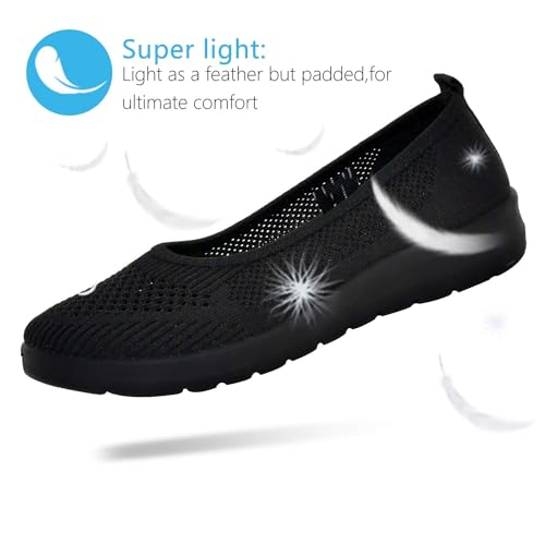 Walking Shoes Women Slip On Sneakers Comfortable Breathable Knit Flats3