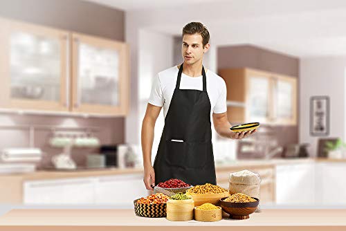 Duskcove 8 Pack Bib Aprons Bulk - Unisex Black Commercial Apron With 2 Pockets For Kitchen Crafting Bbq Drawing Cooking #TOP5