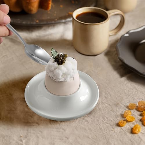 Image of Cinf Ceramic Egg Cup Set, 2 Holders with 2 Stainless Steel Spoons