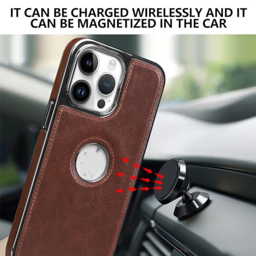 Coque de téléphone magnétique en cuir premium pour iPhone 15 Pro Max marron