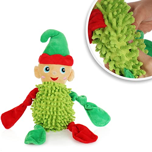 com-four® Hundespielzeug Elf - weiches Puschel-Kauspielzeug - Quietschspielzeug-Puppe aus Plüsch für Hunde und Katzen - Heimtierbedarf Beißspielzeug (1 Stück - Puschel - Elfe)